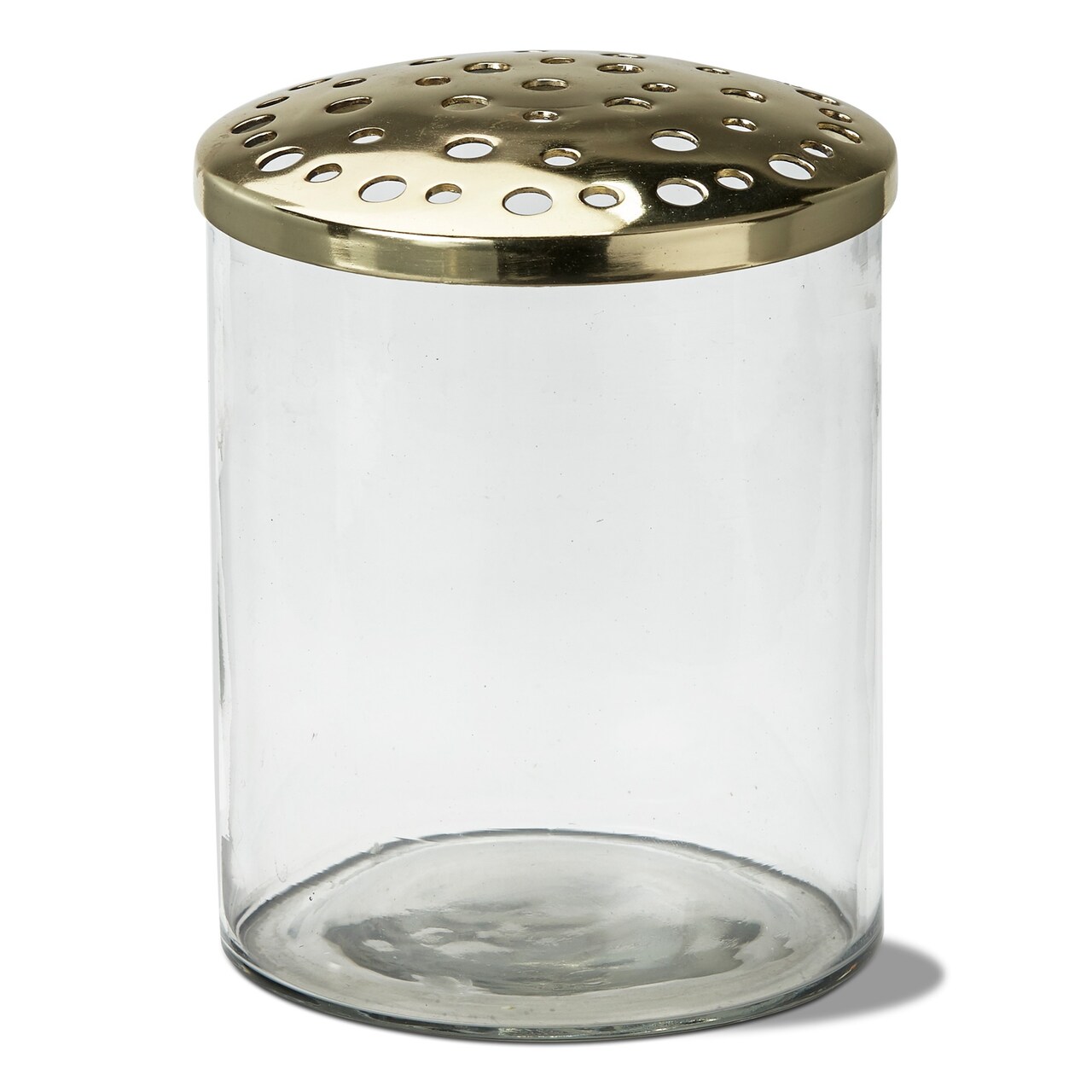 Large Clear Glass Flower Frog Cylinder Vase - Decorative Summer Vase, 6" H x 5" Dia, Hand Wash Only